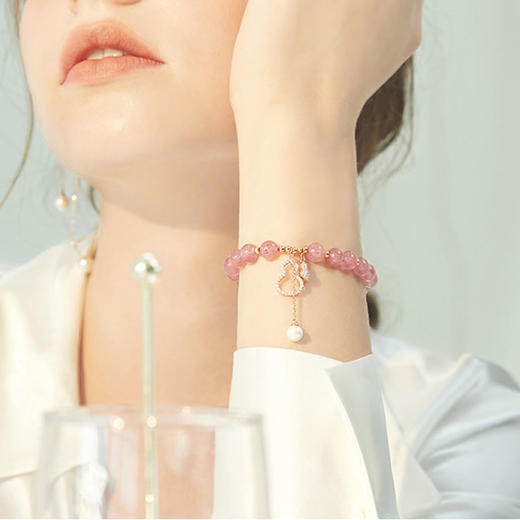 piara天然草莓晶葫芦水晶珍珠手串BKA3106 商品图3