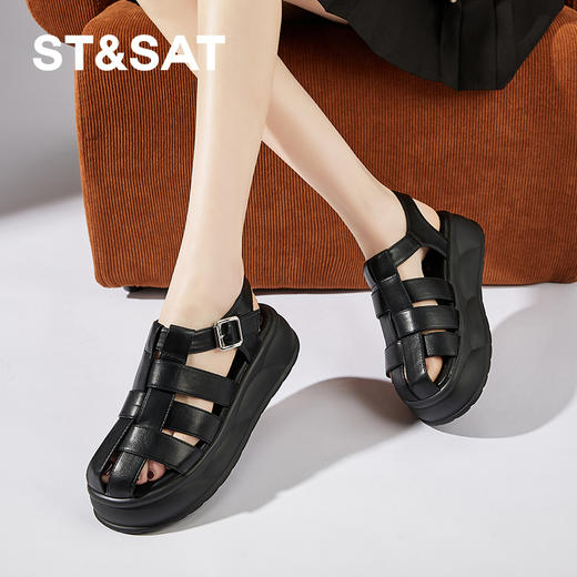 星期六度假风松糕厚底编织猪笼罗马鞋SSD2115EA7 商品图1