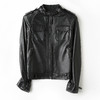 YM909500103 一米阳光Ameter sunlight 秋冬时尚防风立领真皮夹克落肩袖机车修身短款外套女式皮衣 商品缩略图0