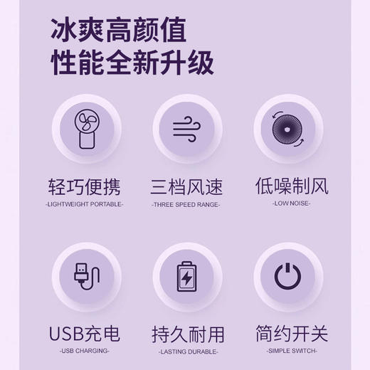 「轻巧便携！三档风速」2025年新款萌宠三档迷你手持USB充电居家日用小风扇萌宠卡通 商品图1