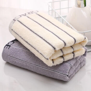 洁丽雅（Grace）毛巾礼盒A类抗菌纯棉套装商务送礼年会可绣字灰/白条纹 72*34运动 商品图1