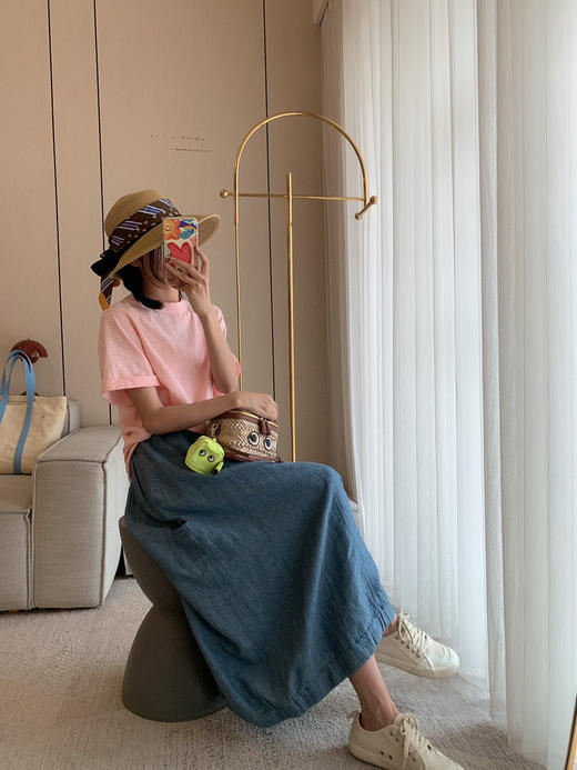 510-3 45R 竹节棉 夏日多巴胺 彩色圆领短袖T恤 商品图3