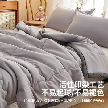 雅鹿·自由自在被子空调被夏凉被双人A类抗菌纤维夏季薄被200*230cm 浅灰 商品图1
