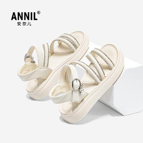 ANNIL/安奈儿夏季女童珍珠镶嵌仙女风外穿百搭休闲凉鞋2025夏款HG5206276