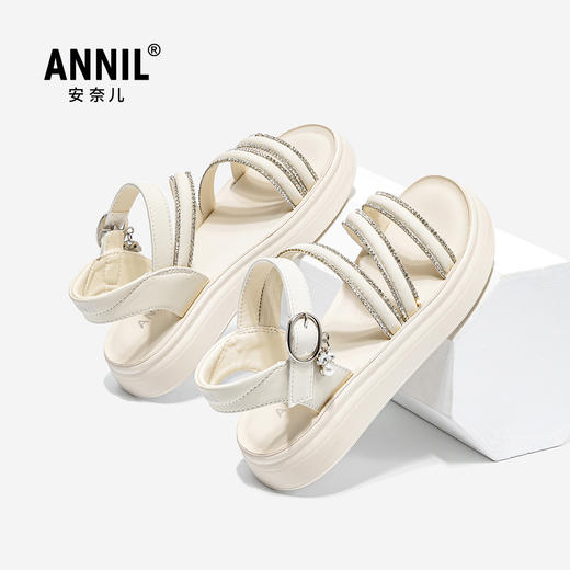 ANNIL/安奈儿夏季女童珍珠镶嵌仙女风外穿百搭休闲凉鞋2025夏款HG5206276 商品图0