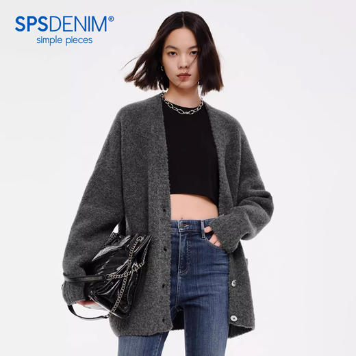 simplepieces春季SPS针织女羊毛圈圈纱长款开衫 商品图0