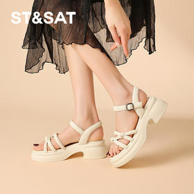 星期六简约细条带厚底一字带凉鞋SSD2115EFG