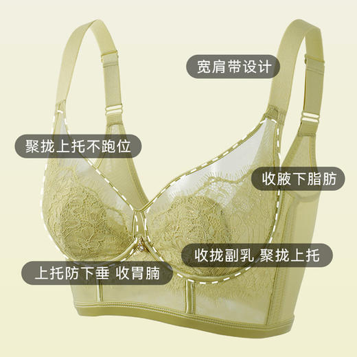 QC-GM6608  兔耳杯薄杯内衣上托透气聚拢性感调整型五排扣软钢圈文胸（单件） 商品图4