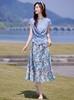 韩系短袖针织t恤衫套装裙，绝美碎花半身裙两件套YLN1337-1 商品缩略图0