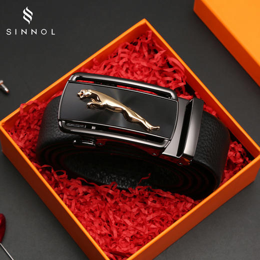 【父亲节520情人节好物】头层牛皮腰带礼盒套装 百搭裤带男士自动扣皮带。ry 商品图0