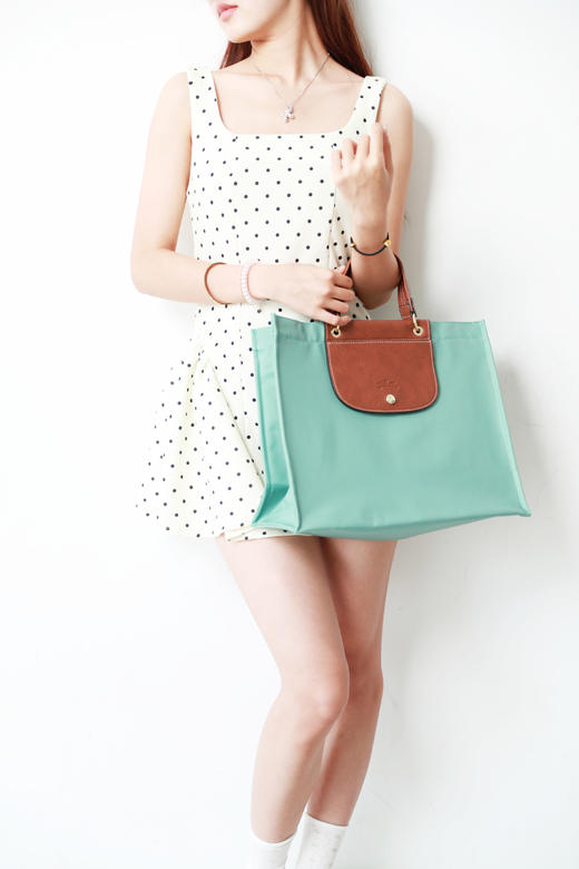 牛皮+织物，大号手提托特包。马卡龙配色法式大容量包包女C050966 商品图12