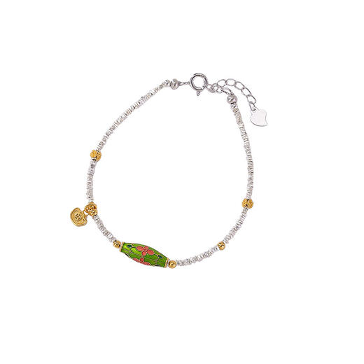 【红妆漫点】S925碎银几两珐琅元宝桶珠花朵手链【CW-SL11722-5】 商品图4