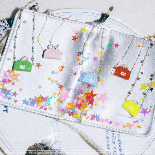 CryingCenter 夏日多巴胺彩豆珠珍珠mini波士顿手提包挂坠项链 商品图4