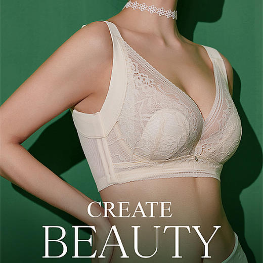 QC-G82245  软钢圈兔耳朵轻薄透大胸显小性感深V收副乳防外扩收拢承托提拉内衣（单件） 商品图1