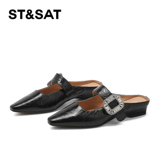 星期六褶皱设计包头方扣玛丽珍穆勒拖SSD2114CVF 商品图10