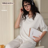 春夏2025新款家居服女桑蚕丝中袖长裤宽松套装纯色带胸垫外穿睡衣 商品缩略图3