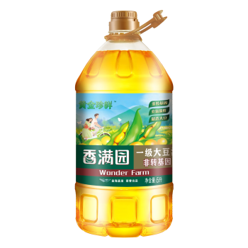 香满园非转基因  一级大豆油5L  金龙鱼荣誉出品 /粮油调味 /食用油 /大豆油