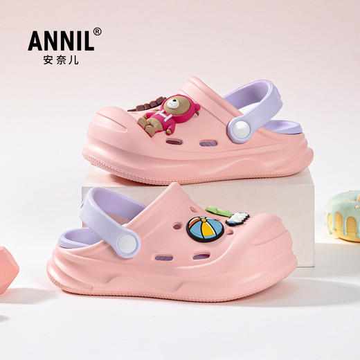 ANNIL/安奈儿夏季男女童休闲防滑洞洞鞋包头平底软底卡通凉鞋2025夏款HM5207334 商品图2
