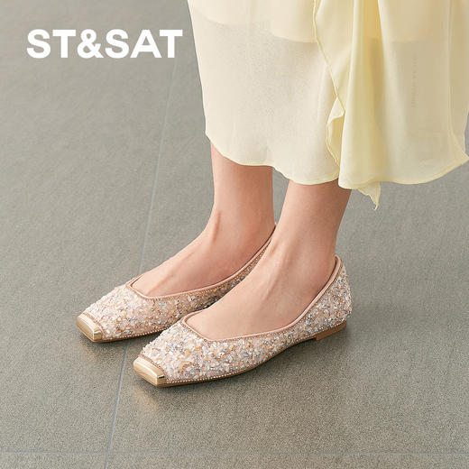 【幻彩碎钻】星期六碎钻方头仙女平底鞋SSD3111489 商品图4