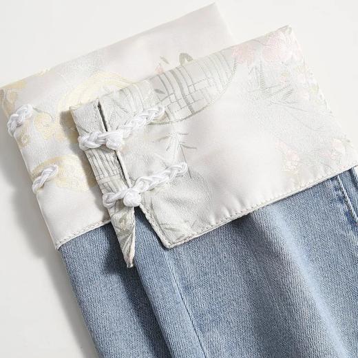 「自」全新升级【铂金会员165/天猫219/差价54】(00540)洛诗琳国风新中式牛仔裤2025新款刺绣小直筒牛仔九分烟管裤00540 商品图3