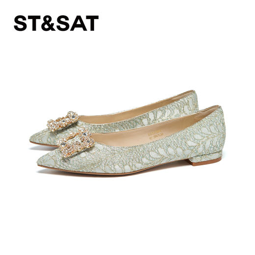 星期六韵雅水晶方扣尖头平底单鞋SSD3111502 商品图6