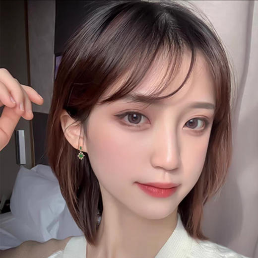 PIARA复古宫廷祖母绿宝石满钻耳钉EAB0008 商品图3