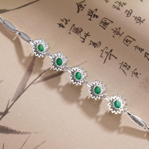 子佩集S925银【绿意疏影】手链【SL005023】纯银绿玉髓小太阳2505 商品图4