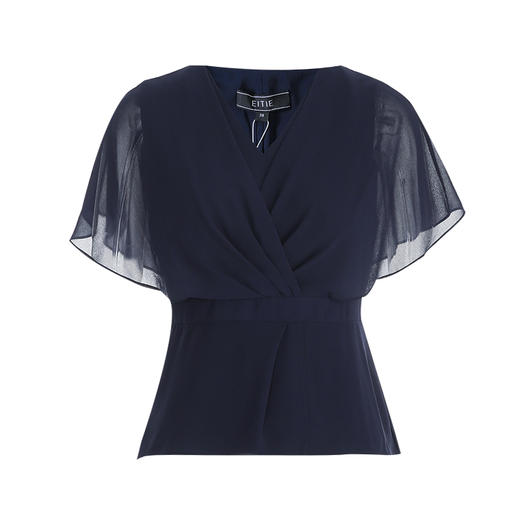 EITIE爱特爱夏季新款V领收腰X型法式显瘦T恤上衣7813518 商品图5