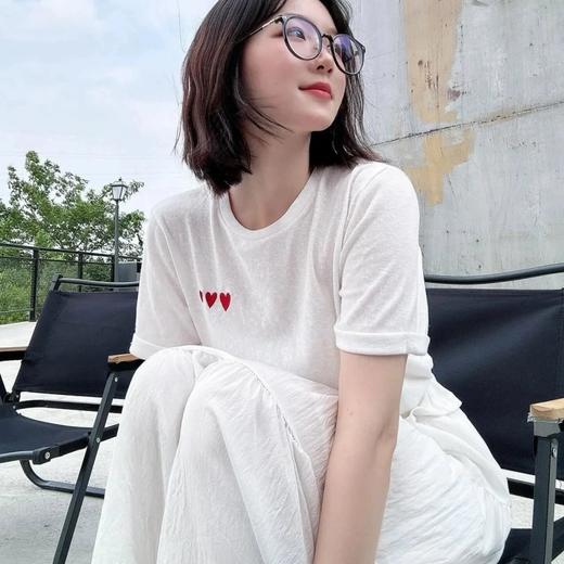 （小眠专属）下单3~7天发货！竹节棉刺绣爱心T恤 | 基础款 好穿不挑人 竹节棉肌理清爽不粘腻 商品图1