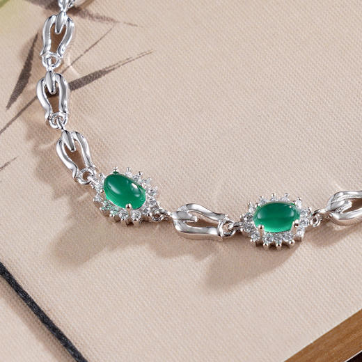 子佩集S925银【绿忆江南】手链【SL022312】纯银绿玉髓2505 商品图3