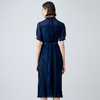 EITIE爱特爱夏季新款通勤单排扣深蓝色A字压褶连衣裙7807558 商品缩略图4