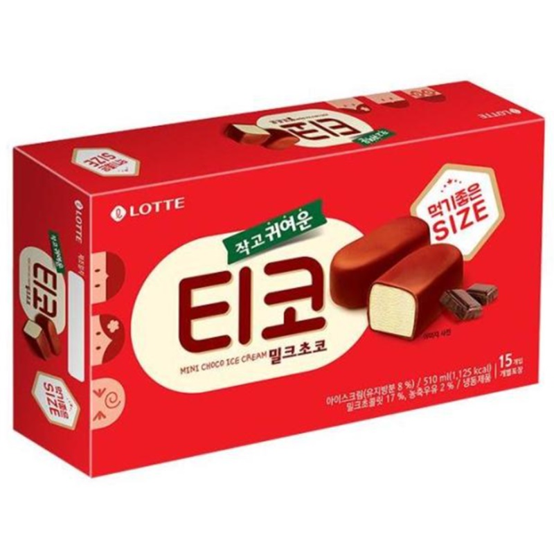 乐天迷你牛奶巧克力冰淇凌510ml롯데 티코 밀크초코 빙과