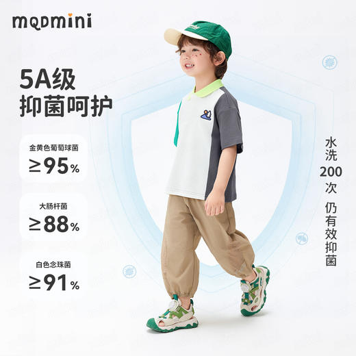 【90-140】【MQDMINI】男童夏季短袖Polo衫撞色翻领落肩袖上衣 商品图4