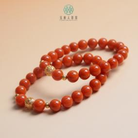 玉美人菲菲-S925南红单圈圆珠手串约8mm 商品图0