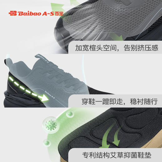 百宝夏季男鞋一脚蹬轻便网面透气休闲运动鞋健步鞋舒适防滑爸爸鞋 商品图3