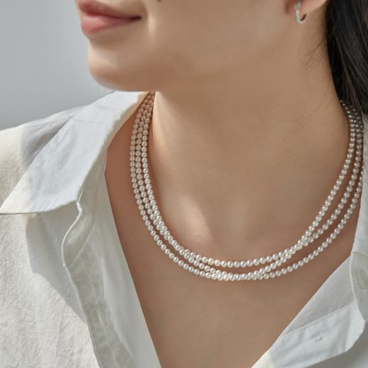 菜菜家三串式小米珠项链|3-4mm淡水Akoya，强光正圆，2+1可拆卸一链多用，珍珠项链 商品图2