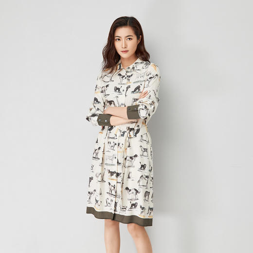 69276732022810342657807  鄂尔多斯erdos  鄂尔多斯桑蚕丝动物印花女衬衫连衣裙 商品图3