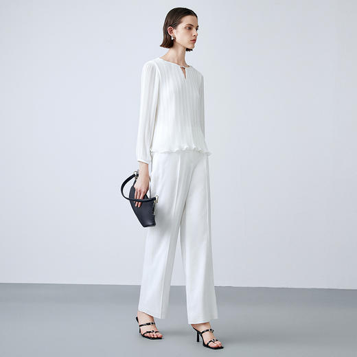 EITIE爱特爱夏季新款气质网纱飘逸慵懒通勤直筒衫上衣7813521 商品图2