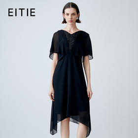 EITIE爱特爱夏新款时尚优雅飘逸高腰显瘦不规则连衣裙7807573