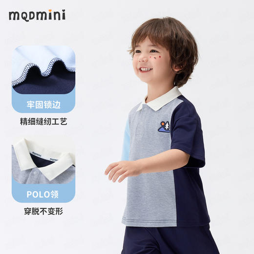 【90-140】【MQDMINI】男童夏季短袖Polo衫撞色翻领落肩袖上衣 商品图8