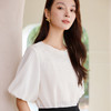 玳莎蕾丝花边圆领真丝小衫女2025夏季新款轻奢优雅泡泡缎T恤上衣  FB31105 商品缩略图2