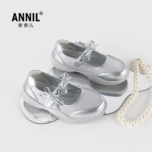 ANNIL/安奈儿女童夏季亮闪闪公主蝴蝶结皮鞋舞蹈鞋2025夏款HG5301403 商品图1