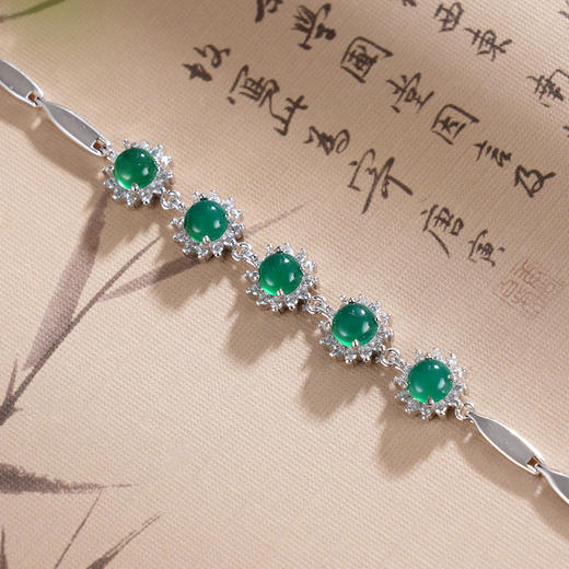 子佩集S925银【绿意疏影】手链【SL005023】纯银绿玉髓小太阳2505 商品图3