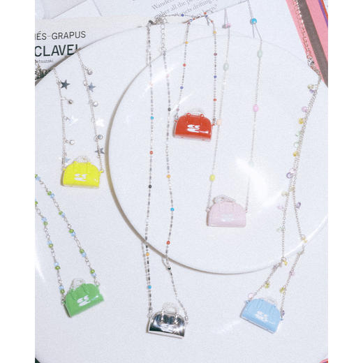 CryingCenter 夏日多巴胺彩豆珠珍珠mini波士顿手提包挂坠项链 商品图6