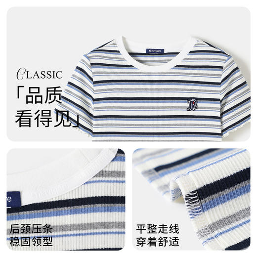 【纳维凯尔】【120-165】Navigare意大利小帆船女童条纹短袖T恤 商品图3