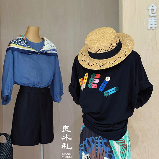 【特价不退不换】【不换不退】良木礼纽扣字母短T（11703） 商品图5