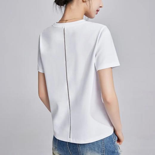 「自」全新升级【铂金会员109/天猫139/差价30】(00419)洛诗琳2025夏季后背镂空蕾丝织带丝光棉正肩凉感T恤女 商品图1