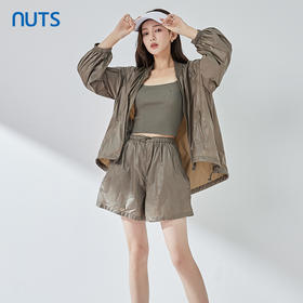 NUTS夏季新品纯色时尚松紧腰气质短裤323071012B