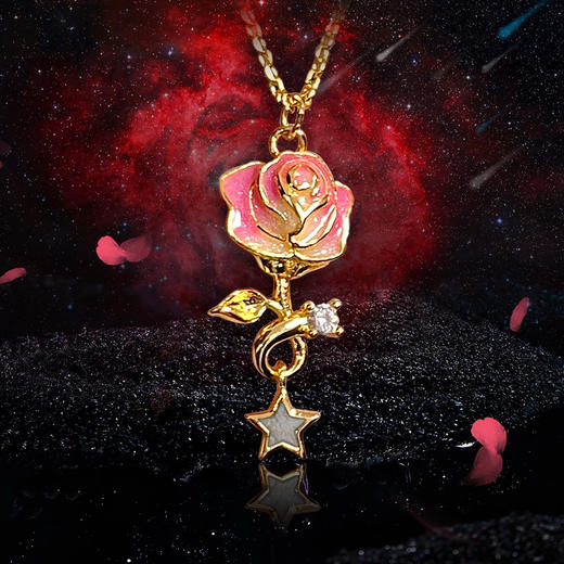 热卖中！！【中国航天科技国际交流中心合作产品】太空造物星辰玫瑰陨石项链 商品图3