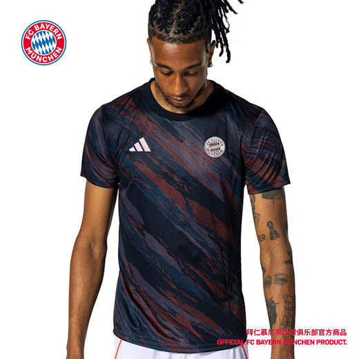 【官网同款】拜仁慕尼黑足球俱乐部丨拜仁黑色25-26客场赛前热身短袖 商品图1